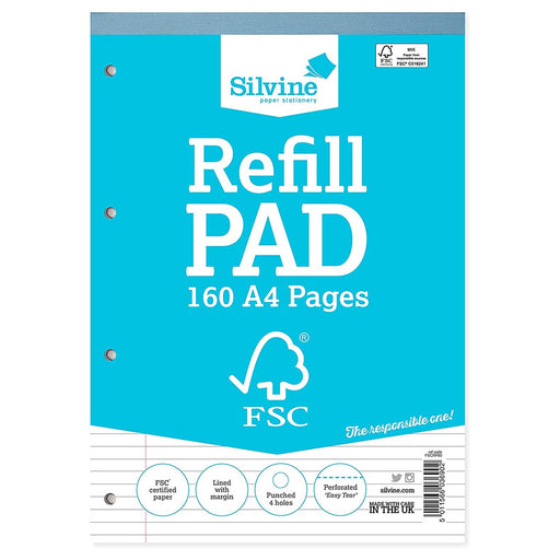 Silvine A4 Refill Pad FSC 160 Pages Ruled