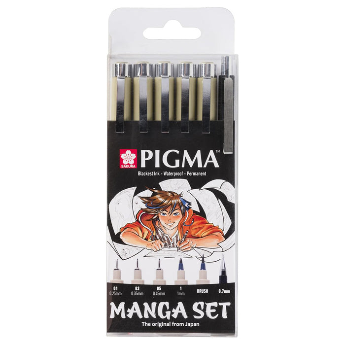 Sakura Pigma Micron fineliner set Manga Collection | 6 sizes, black