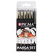 Sakura Pigma Micron fineliner set Manga Collection | 6 sizes, black