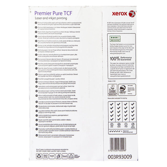 Xerox Premier Pure TCF Laser and Ink Jet Printing A4 Paper 160gsm 250 Sheets