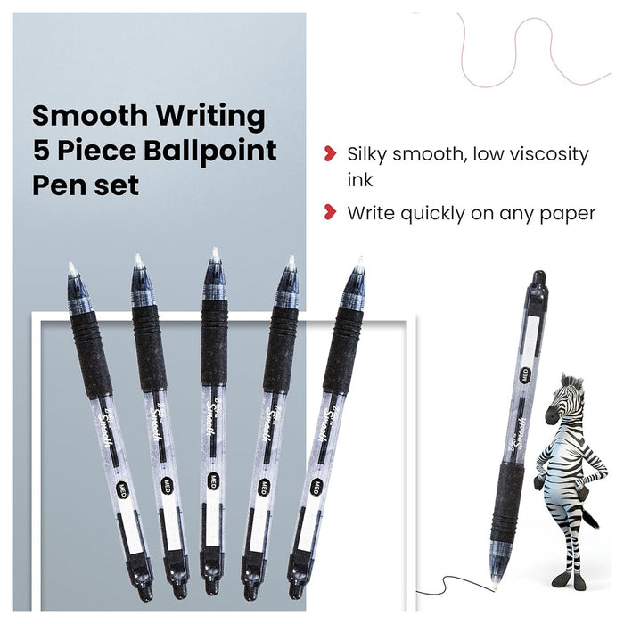 Zebra Pens Z-Grip Smooth Black Ink 5pk