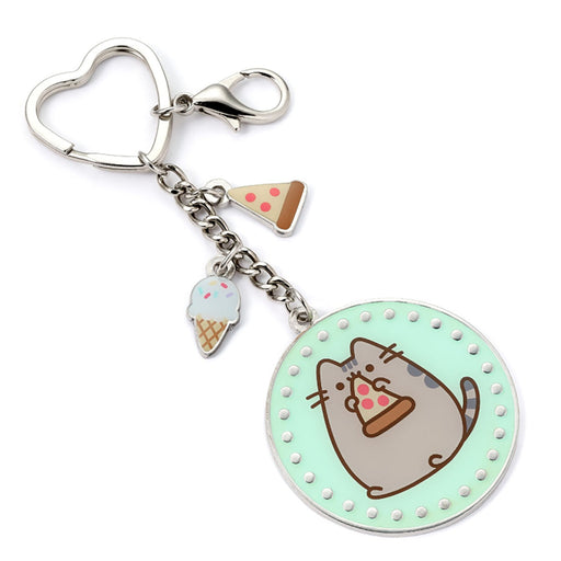 Pusheen the Cat Blue Pizza Enamel Keyring with Mini Charms