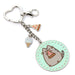 Pusheen the Cat Blue Pizza Enamel Keyring with Mini Charms