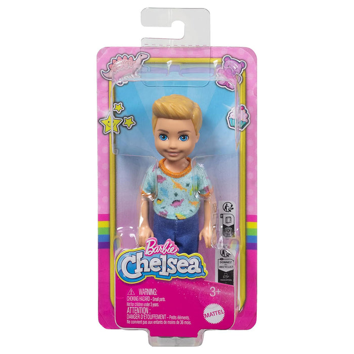 Barbie Chelsea Doll Small Boy Doll Wearing Removable One-Piece with Dino Print
