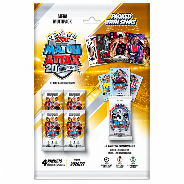 Topps Match Attax 20th Anniversary Trading Card Game UCC 2026/27 Mega Multipack