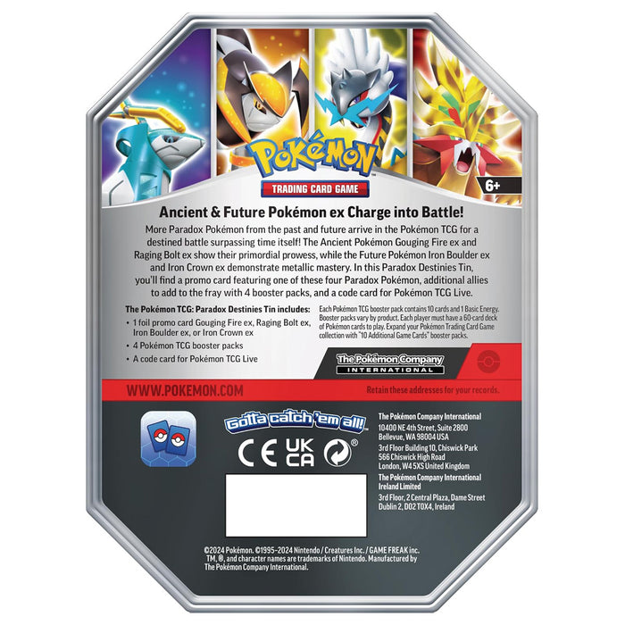 Pokémon TCG: Paradox Destinies Gouging Fire ex Tin — Booghe