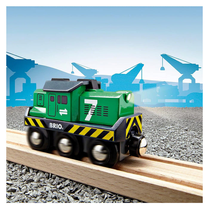 BRIO World: Freight Battery Engine Train with Headlight