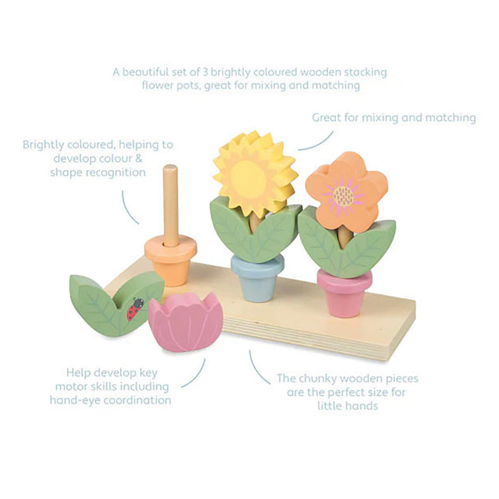 Orange Tree Toys Wooden Stacking Flower Pots