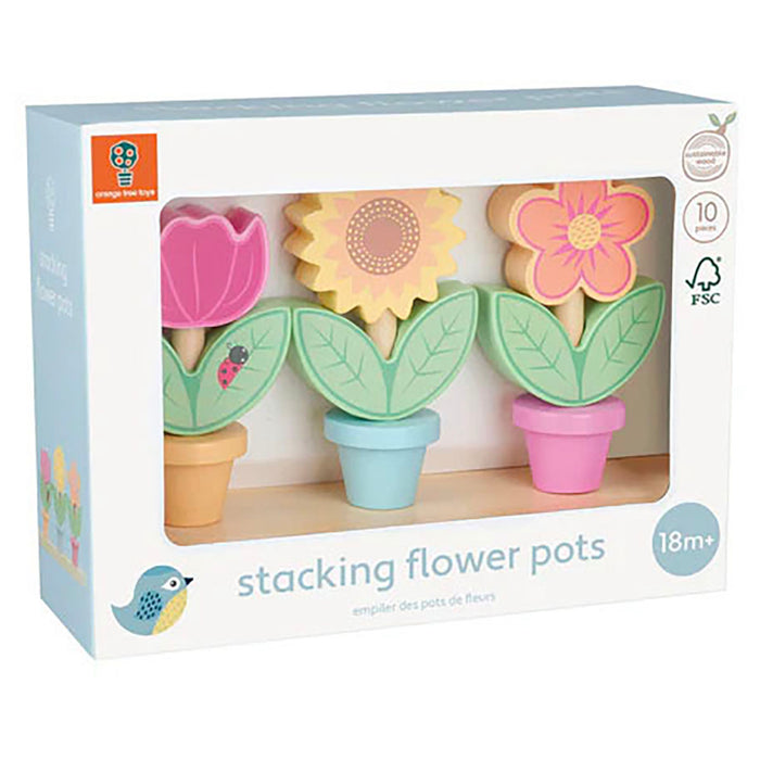 Orange Tree Toys Wooden Stacking Flower Pots