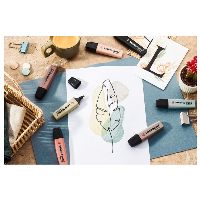 STABILO BOSS ORIGINAL NatureCOLORS Textmarker Beige, Warm Grey, Earth Green, Black (4 Pack)