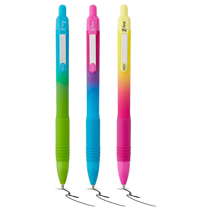 Zebra Pens Z-Grip Ballpoint Soft Touch 3pk Black ink