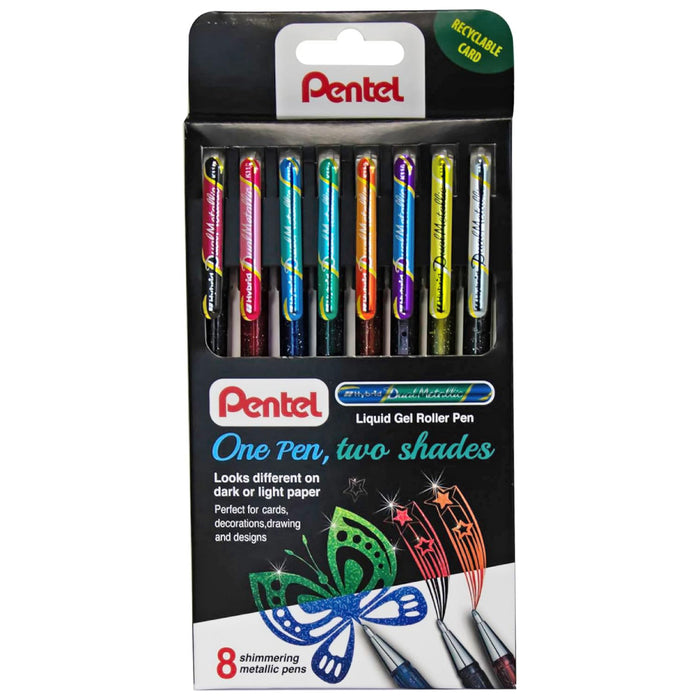 Pentel Hybrid DualMetallic Liquid Gel Roller Pens (8 Pack)