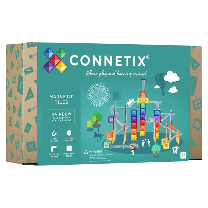 Connetix Magnetic Tiles Rainbow Ball Run Pack 92 Pieces