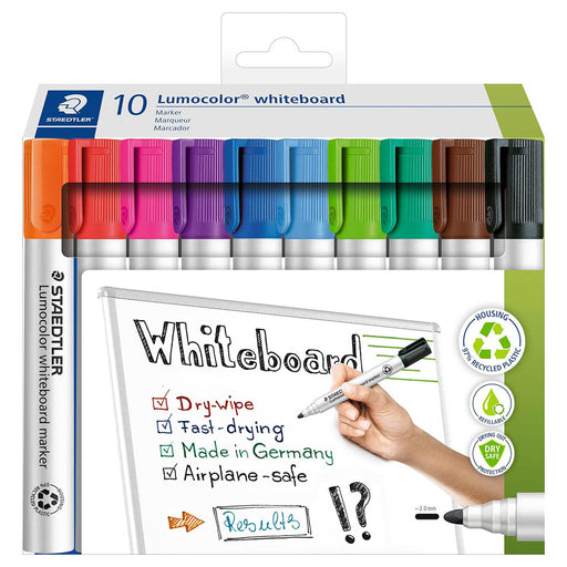 Staedtler Lumocolor Whiteboard Bullet Tip Markers (10 Pack)