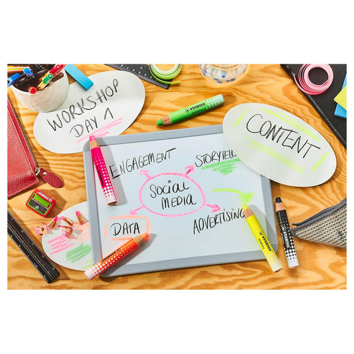 STABILO MARKdry Neon Colours Whiteboard and Flipchart Marker (4 Pack) 