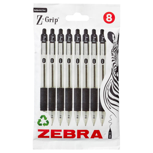 Zebra Z-Grip Ballpoint 8 Pack Black Ink