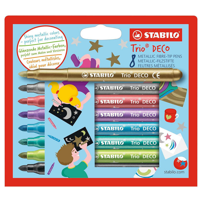 STABILO Trio DECO Fibre-Tip Metallic Pens (8 Pack)