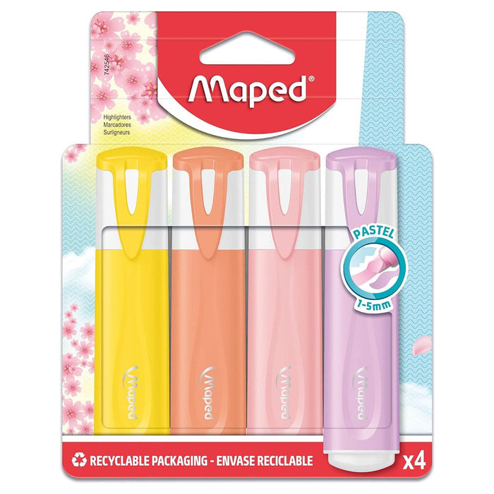 Maped Pastel Highlighters 4 Pack (styles vary)