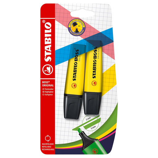 STABILO BOSS ORIGINAL Yellow Highlighter (2 Pack)