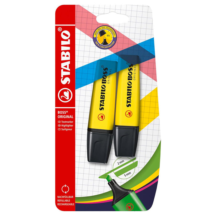 STABILO BOSS ORIGINAL Yellow Highlighter (2 Pack)