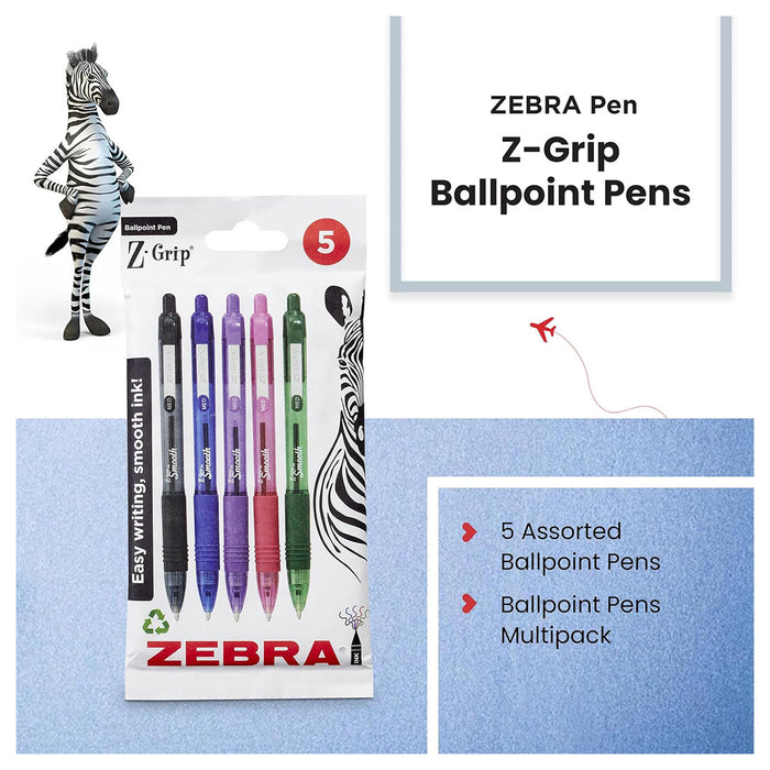 Zebra Pens Z-Grip Smooth Assorted - 5 Pack 