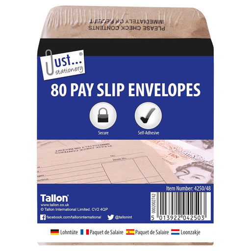 Just Stationery Pay Slip Envelopes (80 Pack)