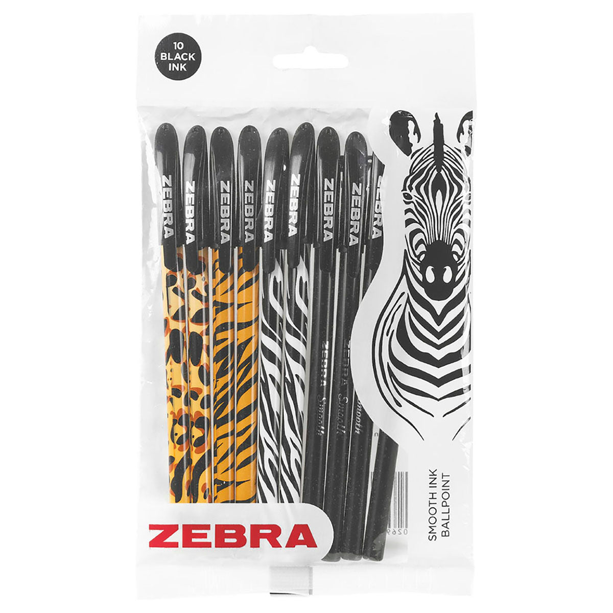 Zebra Doodler'z Stick Ballpoint Pen 1.0mm Animal Print Black 10 Pack ...