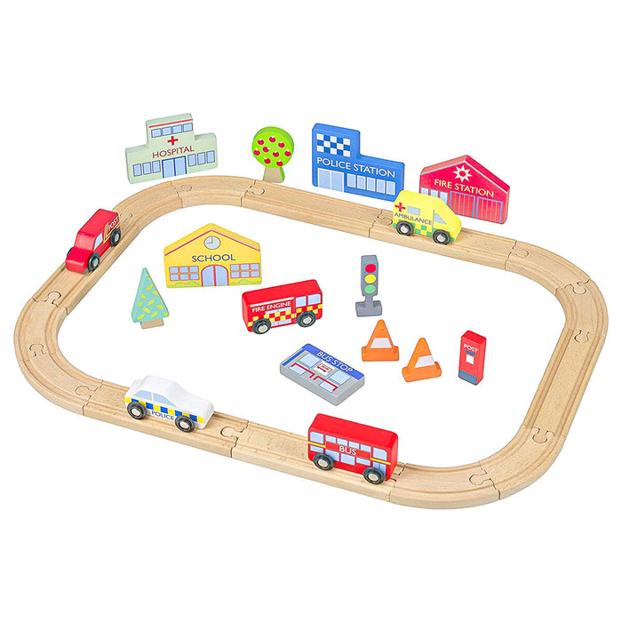 Orange Tree Toys Emergency Services Road Track Set
