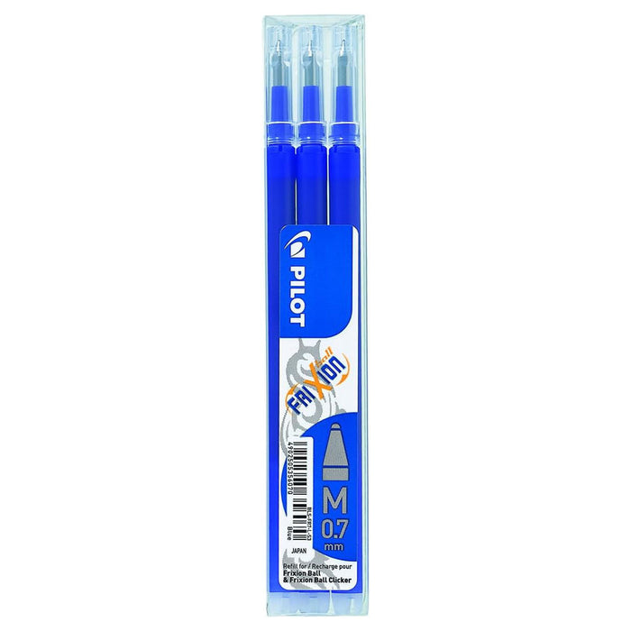 Pilot FriXion Ball & Ball Clicker M Blue Ink Refills (3 Pack)