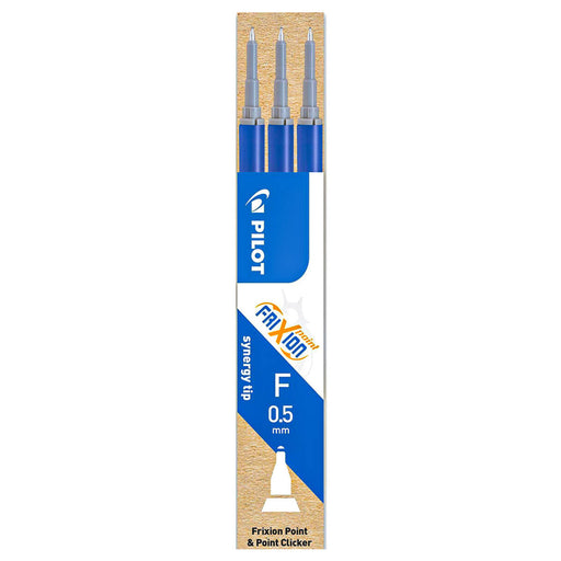 Pilot FriXion Point & Point Clicker F 0.5mm Synergy Tip Blue Refills (3 Pack)