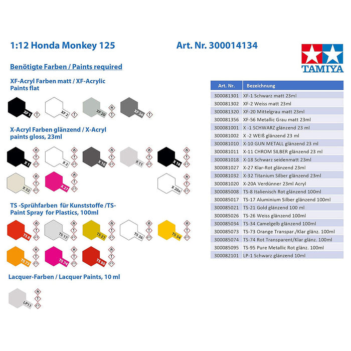 Tamiya Honda Monkey 125 Motorbike Model Kit