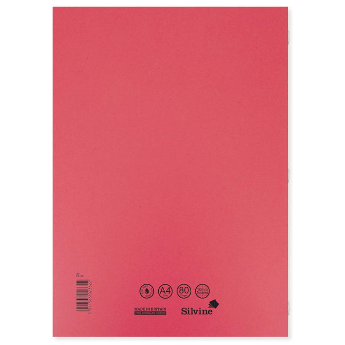 Silvine A4 10mm Squared Exercise Book 80 Pages Red