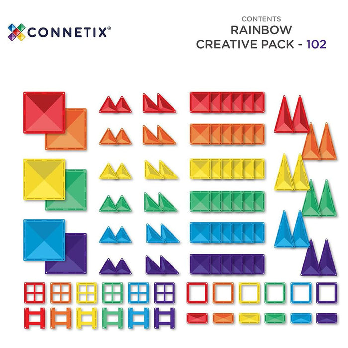 Connetix Magnetic Tiles Rainbow Creative Pack 102 Pieces