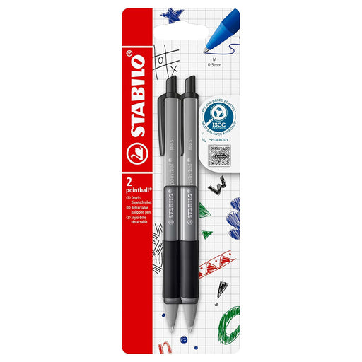 STABILO pointball colorful Ballpoint Pen with Black Ink (2 Pack)