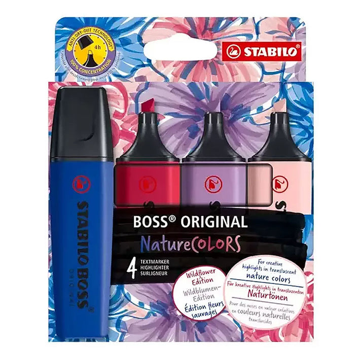STABILO BOSS ORIGINAL NatureCOLORS Wildflower Edition Highlighter (4 Pack)