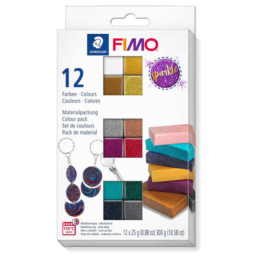Staedtler FIMO Effect Oven-Bake Modelling Clay 12 Half Blocks Sparkle Colour Pack 300g