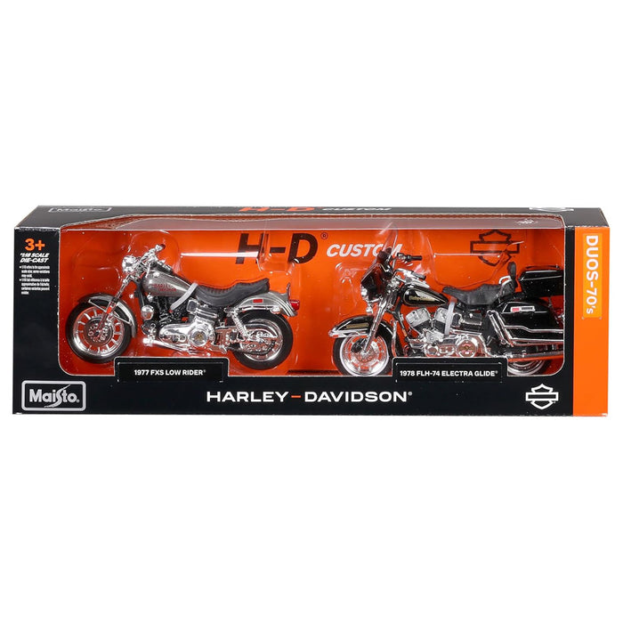Maisto Harley Davidson Dous-70's 1977 FXS Low Rider & 1978 FLH-74 Electra Glide Motorcycles
