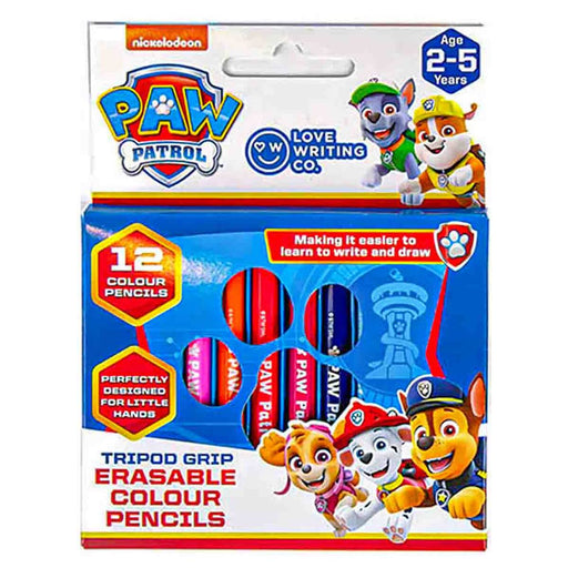 Love Writing Co. PAW Patrol Tripod Grip Erasable Colour Pencils (12 Pack)