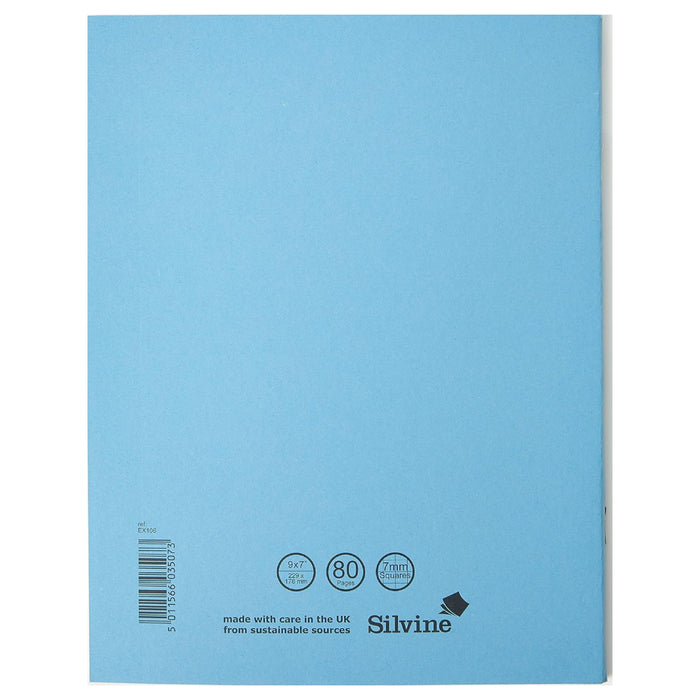 Silvine A4 7mm Squared Exercise Book 80 Pages Blue