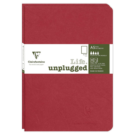 Clairefontaine Life Unplugged A5 Duo Blank Notebook Red (2 Pack)