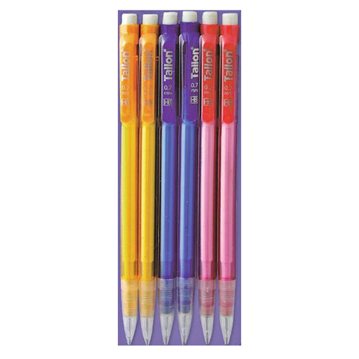 Just Stationery Push-Action Mechanical Pencils with Eraser Tips (6 Pack)