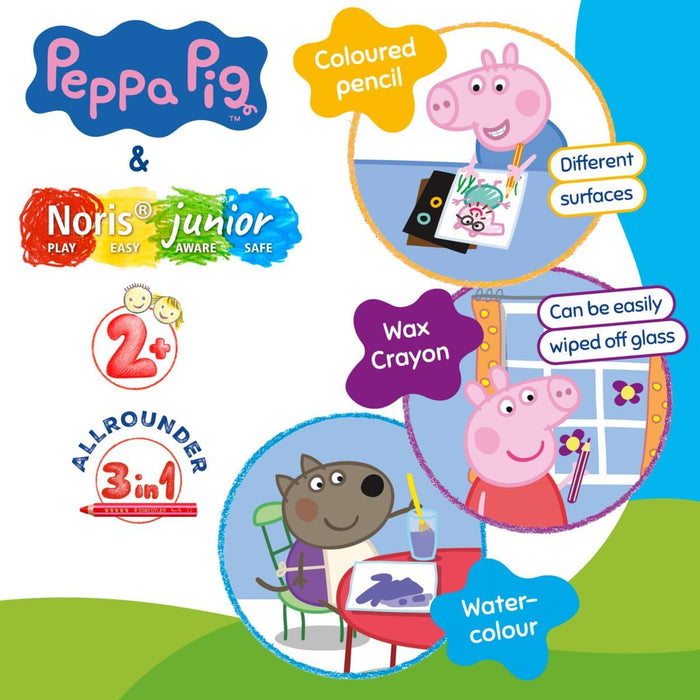Staedtler Peppa Pig Noris Junior 3-in-1 Pencils & Sharpener (12 Pack)