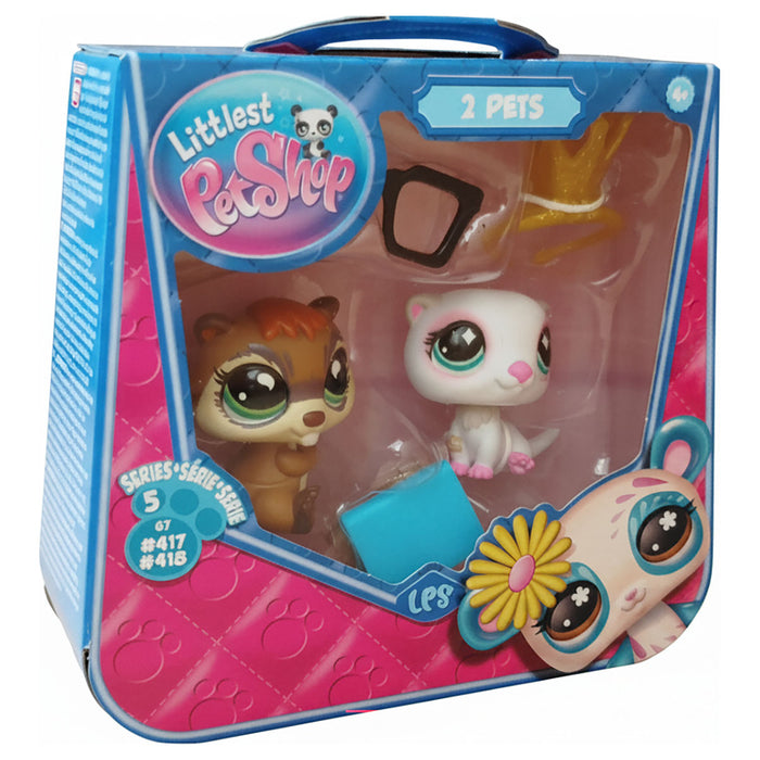 Littlest Pet Shop 2 Pets Series 5 G7 #417 Beaver & #418 Otter Figures