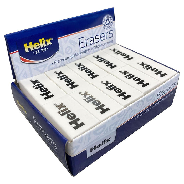 Helix Small White Classic Erasers (Box of 40), 34MM