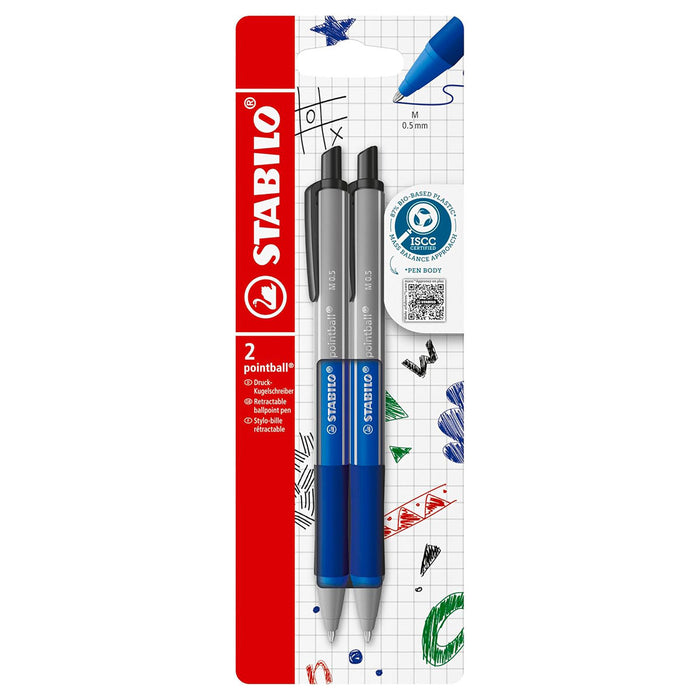 STABILO pointball colorful Ultramarine Ballpoint Pen with Blue Ink (2 Pack)