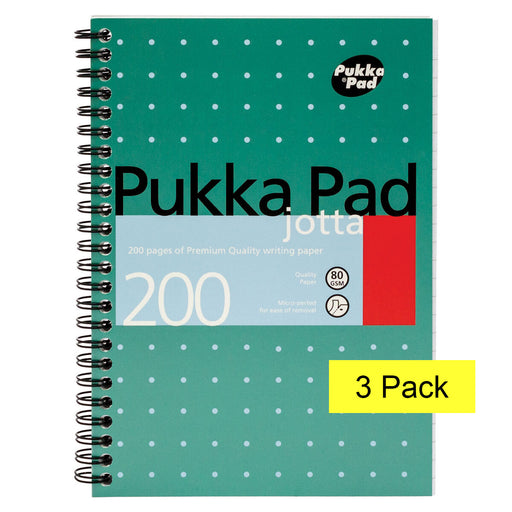 Pukka Pad A5 Jotta Metallic Notebook 200 pages 80gsm Wirebound Ruled Pack of 3