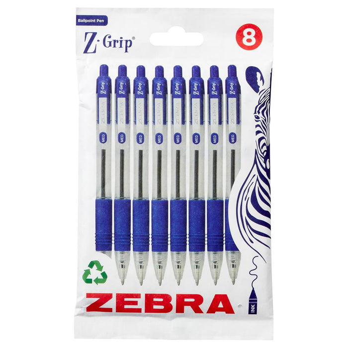 Zenra Z-Grip Ballpoint Pens with Blue Ink (8 Pack)