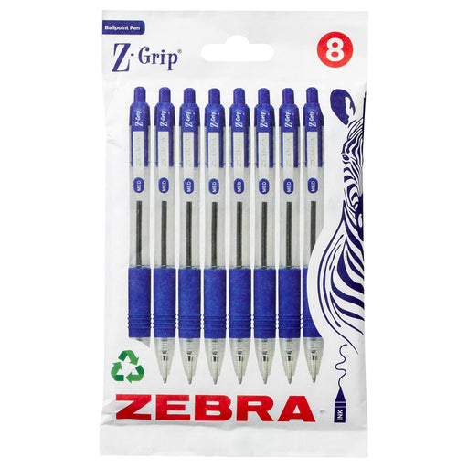 Zebra Z-Grip Ballpoint 8 Pack Blue ink