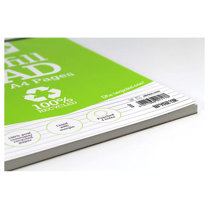 Silvine A4 Refill Pad 100% Recycled 160 Pages Ruled