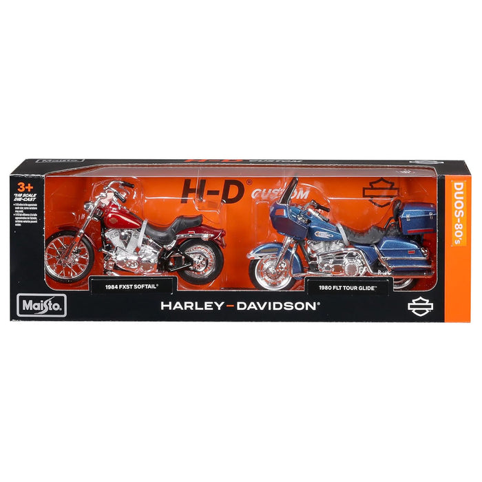 Maisto Harley Davidson Dous-80's 1984 FXST Softail & 1980 FLT Tour Glide Die-Cast Motorcycles